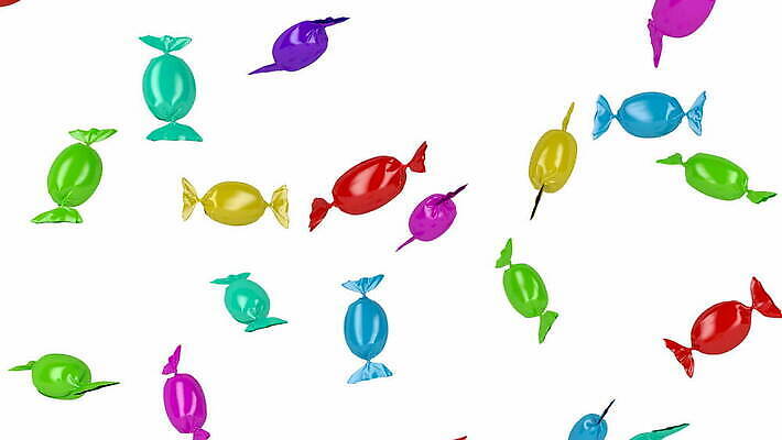 종이 포장 디저트 사탕 사람없음 빨간색 초록색 파란색 빛 컬러풀 노란색 3D 과자 초콜릿 보라색 달콤 떨어짐 설탕 은박지 회전 삶기 프랄린 캐러멜 4K MOV 해외동영상 클립영상 음식 컬러 컨셉 맛 디지털합성 동영상 파일형식