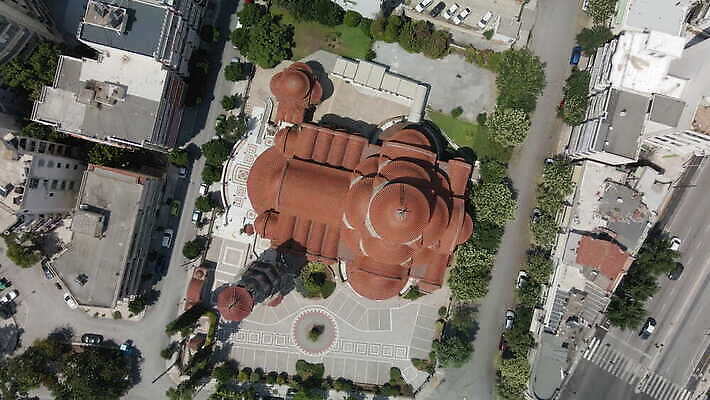 외관 유럽 종교 여행 건축양식 파노라마 풍경 사람없음 야외 건물 하이앵글 도시풍경 맑음 도시 도심 타운 그리스인 마케도니아 발칸반도 4K MOV 해외동영상 클립영상 서양인 건축물 건축 나라 뷰포인트 날씨 촬영기법 동영상 파일형식 남유럽