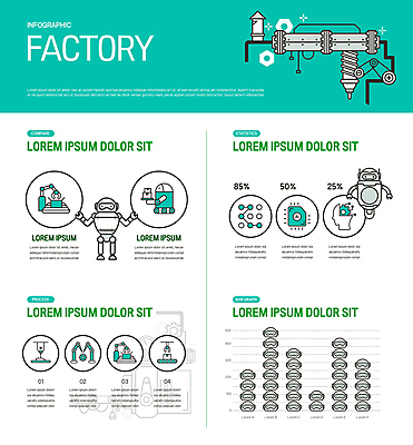 일러스트 공장 그래프 사람없음 인포그래픽 스마트 로봇 로봇팔 민트색 반도체칩 자동화 자동화기기 AI_인공지능 국내일러스트 AI파일 컬러 컨셉 공업 기계 메모리칩 파일형식 벡터