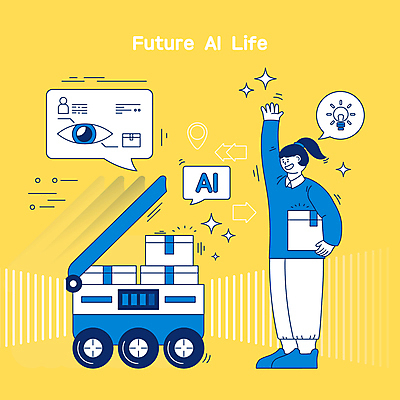 전신 여자 말풍선 일러스트 미래 스마트라이프 한명 서기 들기 성인 파란색 노란색 손들기 운반 스마트 로봇 배송 택배 손인사 택배상자 편리함 성인여자한명만 홍채인식 자율주행 AI_인공지능 국내일러스트 AI파일 1 라이프스타일 컬러 컨셉 모션 사람 상자 운전 운송업 인사 생체인식기술 여자한명만 성인여자만 파일형식 벡터 4차산업