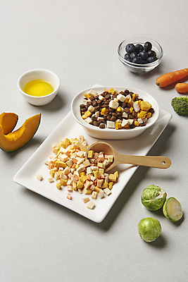 포토 JPG 스튜디오촬영 채소 재료 회색배경 건조 실내 사람없음 올리브오일 먹이 유기농 블루베리 나무숟가락 단호박 개사료 방울양배추 애완용사료 펫푸드 국내포토 웰빙 백그라운드 과일 호박 내부 숟가락 회색 기름_음식 양배추 애견용품 파일형식