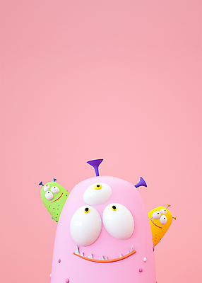 PSD 편집 편집이미지 캐릭터 디자인 응시 분홍색 3D캐릭터 세마리 사람없음 3D소스 3D 디지털합성 몬스터 카피스페이스 편집소스 편집3D 시선 컬러 3 공백 파일형식