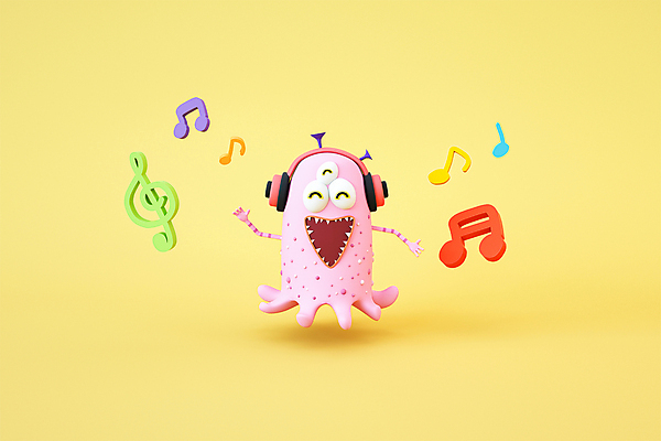 PSD 편집 편집이미지 캐릭터 디자인 교육 음악 음표 3D캐릭터 사람없음 노란색 3D소스 3D 손들기 헤드폰 디지털합성 즐거움 음악교육 몬스터 에듀 에듀케이션 편집소스 편집3D 기호 감정 컬러 음향기기 모션 문화예술 파일형식