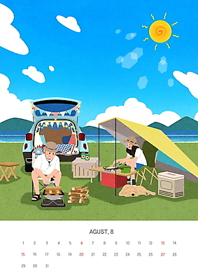전신 PSD 여자 남자 반려견 일러스트 캠핑도구 요리 앉기 성인 두명 여름 햇빛 캠핑 달력 장작 버너 8월 가랜드 차양막 성인만 차박 캠핑의자 국내일러스트 계절 의자 모션 레저 사람 반려동물 태양 도구 날짜 개 파티용품 차양 파일형식