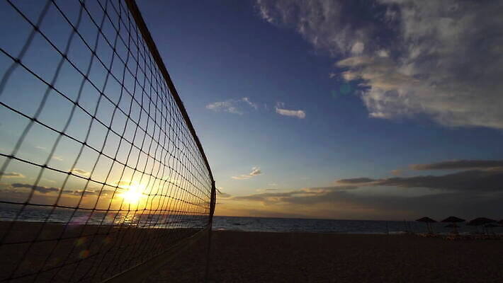 실루엣 모래 바다 하늘 사람없음 야외 태양 일출 일몰 네트 배구 4K MOV 해외동영상 클립영상 자연요소 스포츠 촬영기법 구기 노을 동영상 파일형식