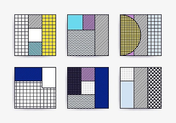 EPS 해외이미지 디자인 패턴 일러스트 추상 미술 사람없음 세트 컬러풀 팝아트 기하학 멤피스디자인 해외202004 해외일러스트 컬러 무늬 문화예술 그림 파일형식 벡터