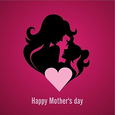 EPS 해외이미지 딸 행복 실루엣 분홍색 일러스트 가족 사랑 사람없음 하트 축하 어머니의날 해외202004 해외일러스트 모양 기념일 감정 컬러 컨셉 관계 촬영기법 미국문화 파일형식 벡터