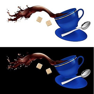 EPS 해외이미지 식기 커피 음료 음식 일러스트 미술 사람없음 컵 파란색 숟가락 검은색 머그컵 흰색 붓기 클래식 설탕 가득함 컵받침 오브젝트 그림 에스프레소 카페인 해외202004 해외일러스트 컬러 컨셉 모션 문화예술 수저 받침대 파일형식 벡터
