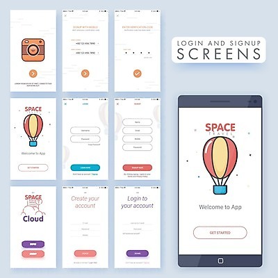 EPS 해외이미지 구름 템플릿 여행 이동 일러스트 비즈니스 모바일 사람없음 스마트폰 카메라 스크린 이메일 플랫 암호 어플리케이션 온라인 네비게이션 공유 전자상거래 UI 계좌 구독 로그인 소셜미디어 소프트웨어 웹디자인 인터페이스 터치스크린 목업 와이어프레임 해외202004 해외일러스트 자연요소 컨셉 금융 전자제품 핸드폰 스마트기기 파일형식 벡터