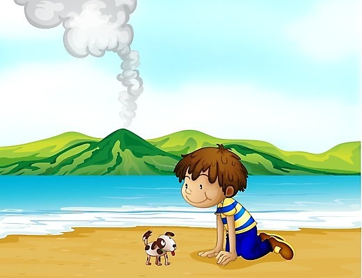 EPS 해외이미지 클립아트 식물 동물 남자 어린이 모래 바다 일러스트 하늘 미술 사람 풍경 소년 해변 그래픽 초록색 물 파란색 반려동물 환경 연기 개 강아지 만화 그림 화산 장면 용암 내추럴 해외202004 해외일러스트 자연요소 컬러 포유류 문화예술 산 파일형식 벡터