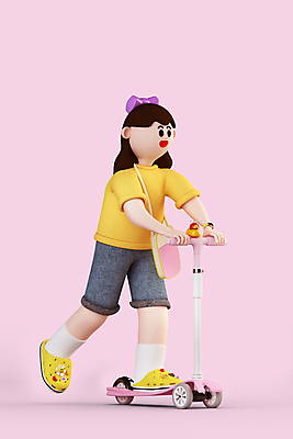 전신 PSD 편집 편집이미지 여자 어린이 3D캐릭터 한명 소녀 3D 잡기 승차 디지털합성 퀵보드 소녀한명만 편집소스 월간캐릭터 제니 편집3D 캐릭터 1 교통수단 모션 사람 여자한명만 소녀만 파일형식