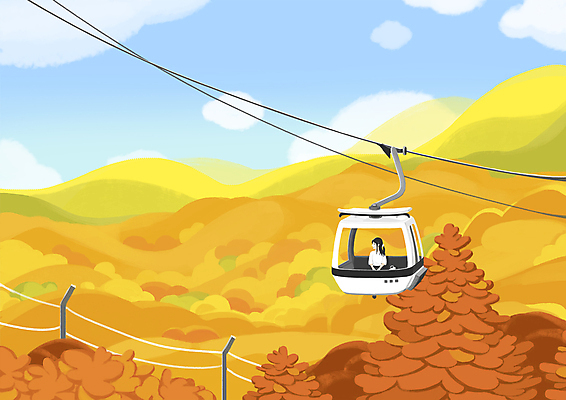 PSD 구름 여자 단풍 일러스트 하늘 단풍나무 산 한명 앉기 상반신 성인 가을풍경 가을 승차 케이블카 성인여자한명만 가을배경 국내일러스트 자연요소 나무 1 계절 백그라운드 잎 모션 사람 풍경 여자한명만 성인여자만 파일형식 가을_계절