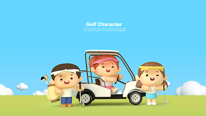 전신 PSD 편집 편집이미지 여자 남자 골프 필드 3D캐릭터 서기 미소 들기 성인 세명 3D 골프채 골퍼 승차 골프가방 디지털합성 골프카트 성인만 편집소스 골프캐릭터 월간캐릭터 편집3D 캐릭터 가방 모션 운동선수 골프용품 표정 사람 구기 파일형식