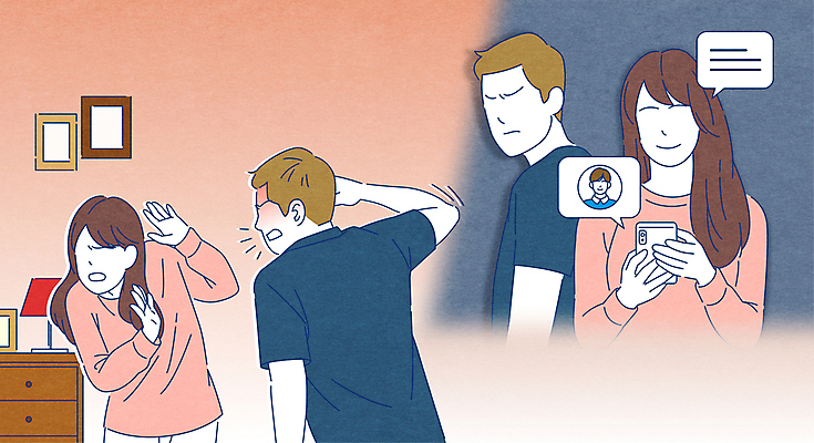 커플 여자 남자 일러스트 들기 여러명 상반신 성인 손들기 분노 폭력 수비 싸움 의심 질투 때리기 문자메시지 채팅 폭행 성인만 데이트폭력 국내일러스트 AI파일 감정 다수 관계 모션 사람 메시지 범죄 사회이슈 파일형식 벡터