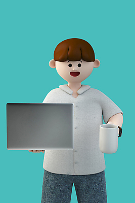 PSD 편집 편집이미지 남자 커피 3D캐릭터 한명 들기 상반신 성인 노트북 3D 비즈니스맨 커피잔 디지털합성 성인남자한명만 편집소스 월간캐릭터 제이크 편집3D 캐릭터 1 음료 비즈니스 모션 잔 사람 전자제품 직장인 남자한명만 성인남자만 파일형식