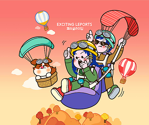 전신 한마리 여자 남자 반려견 일러스트 하늘 성인 두명 레포츠 반려동물 열기구 비행 잡기 강아지 승차 안전모 즐거움 낙하산 패러글라이딩 따봉 성인만 액티비티 MZ세대 월간캐릭터 국내일러스트 일러캐릭터 AI파일 동물 캐릭터 1 감정 스포츠 항공교통 모션 레저 사람 최고 개 헬멧 안전장비 세대 파일형식 벡터