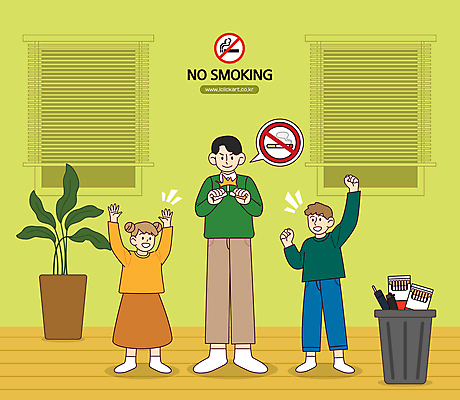 전신 여자 남자 어린이 말풍선 일러스트 가족 응원 담배 들기 소녀 소년 성인 세명 연두색 파이팅 주먹 만세 쓰레기통 자녀 아빠 자르기 버리기 금연 금연선언 금연표지판 라이타 전자담배 국내일러스트 AI파일 캠페인 관계 모션 사람 초록색 표지판 사회이슈 파일형식 벡터