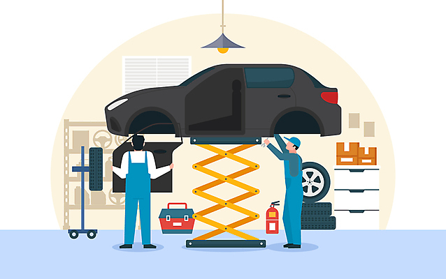 전신 남자 일러스트 승용차 자동차 들기 성인 두명 엔지니어 수리 공구함 직원 타이어 정비공 자동차엔지니어 자동차정비 정비소 차문 카센터 얼굴없음 성인남자만 카리프트 국내일러스트 AI파일 육상교통 모션 사람 공구 센터 기술자 차량용품 남자만 성인만 파일형식 벡터