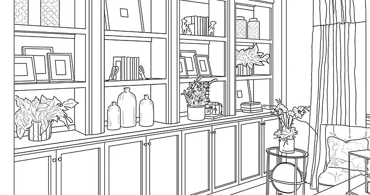 컨셉 거실 건축양식 부동산 설계 선반 주택 아이디어 실내 한명 내부 건물 인테리어 꿈 방 계획 스케치 그림 그라데이션 4K HD 화면전환 MOV 해외동영상 클립영상 1 건축물 디자인 건축 가구 미술 사람 재산 동영상 파일형식