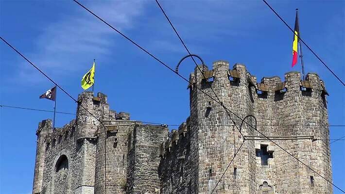 여행 건축양식 사람없음 탑 바위 깃발 성 방어 중세 역사 닫기 묘사 벨기에 고딕 랜드마크 MP4 해외동영상 클립영상 건축물 건축 모션 어류 돌_바위 동영상 서유럽 파일형식