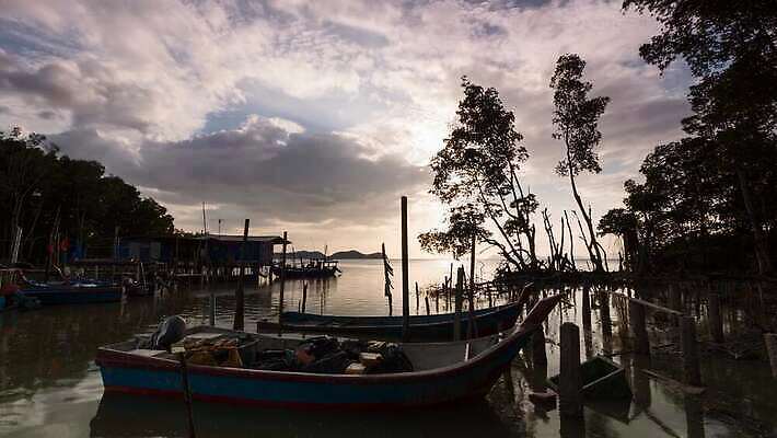 실루엣 하늘 사람없음 일출 중국 일몰 보트 말레이시아 4K 타임랩스 페낭 MP4 해외동영상 클립영상 아시아 배_교통 촬영기법 노을 동영상 파일형식