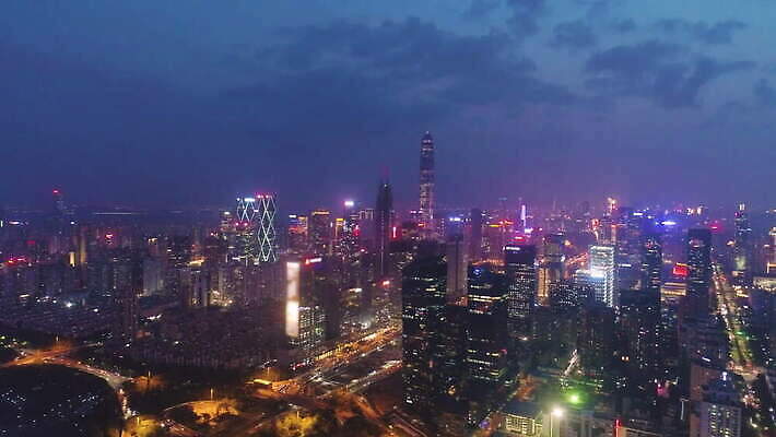 건축양식 사람없음 도시풍경 고층빌딩 중국 도시 도심 야간 항공촬영 랜드마크 4K MOV 해외동영상 클립영상 자연요소 건축 아시아 뷰포인트 풍경 빌딩 동영상 파일형식