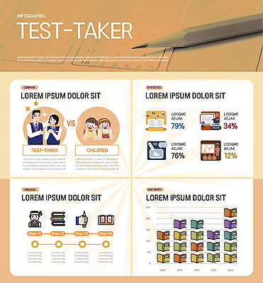 여학생 여자 남자 어린이 남학생 일러스트 청소년 그래프 소녀 소년 여러명 상반신 책 연필 주황색 턱괴기 인포그래픽 시험 수험생 OMR카드 국내일러스트 AI파일 학생 교육 컬러 다수 모션 고등학생 학용품 사람 필기구 답안지 파일형식 벡터