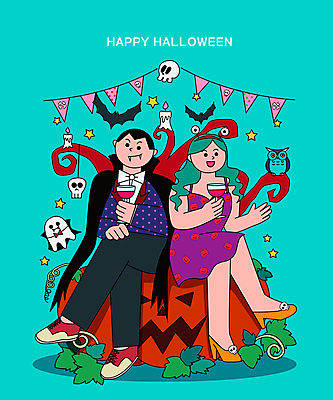 전신 커플 여자 남자 별 와인잔 일러스트 촛불 호박 들기 성인 두명 분장 와인 할로윈 다리꼬기 유령 부엉이 박쥐 흡혈귀 가랜드 드라큘라 민트색 잭오랜턴 코스프레 성인만 국내일러스트 AI파일 자연요소 컬러 채소 술잔 초 포유류 관계 모션 조류 주류 사람 파티용품 파일형식 벡터