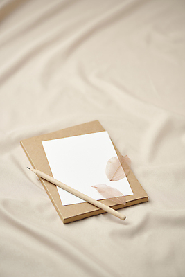 포토 JPG 스튜디오촬영 낙엽 실내 사람없음 연필 공책 가을 빈티지 분위기 천 오브젝트 엽서 감성 베이지색배경 국내포토 계절 백그라운드 컨셉 잎 문구용품 학용품 내부 필기구 직물 편지 베이지색 파일형식