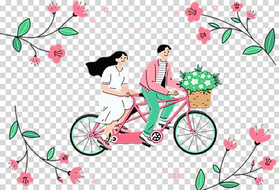 전신 편집 편집이미지 커플 여자 남자 꽃 함께함 미소 누끼 성인 두명 자전거 승차 PNG 2인용자전거 성인만 편집소스 식물 컨셉 관계 모션 표정 사람 바이크 파일형식