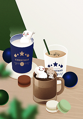 음료 크리스마스장식 크리스마스 겨울 일러스트 눈사람 빨대 사람없음 카페 커피잔 종이컵 메뉴 코코아 마카롱 마시멜로우 베이지색 오너먼트 국내일러스트 AI파일 계절 기념일 커피 컬러 디저트 잔 컵 상점 일회용 파일형식 벡터