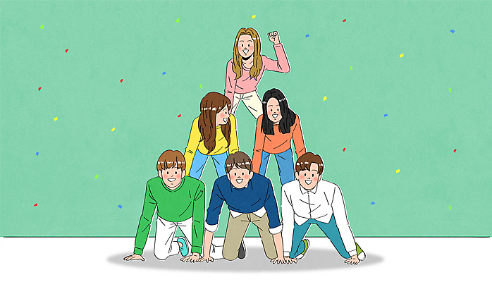 전신 학생 여자 남자 엎드리기 일러스트 협력 함께함 여러명 상반신 성인 초록색 친구 손들기 쌓기 피라미드 탑쌓기 성인만 국내일러스트 AI파일 건축물 컬러 다수 컨셉 관계 모션 사람 랜드마크 파일형식 벡터