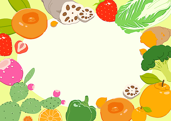 겨울 일러스트 딸기 피망 귤 사람없음 연두색 브로콜리 배추 한라봉 연근 곶감 백년초 프레임일러스트 제철음식 울금 국내일러스트 AI파일 계절 음식 채소 과일 프레임 감 초록색 한약재 건과일 제철 파일형식 벡터