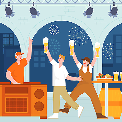 전신 남자 일러스트 조명 맥주 불꽃놀이 들기 상반신 성인 세명 파란색 축제 헤드셋 꼬치 DJ 즐거움 맥주잔 디제잉 디제잉기계 맥주축제 오크통 옥토버페스트 성인남자만 국내일러스트 AI파일 감정 컬러 음향기기 술잔 모션 놀이 주류 사람 헤드폰 남자만 성인만 파일형식 벡터