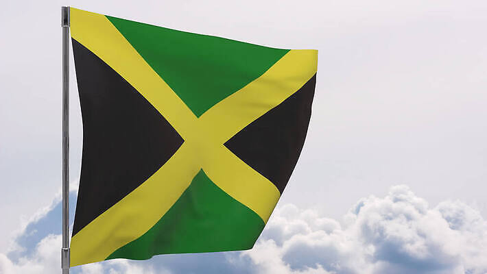 배너 물결 백그라운드 하늘 바람 사람없음 파란색 흰색 깃발 깃대 봉 애국심 자메이카 전국 4K MOV 해외동영상 클립영상 자연요소 컬러 북아메리카 날씨 동영상 파일형식