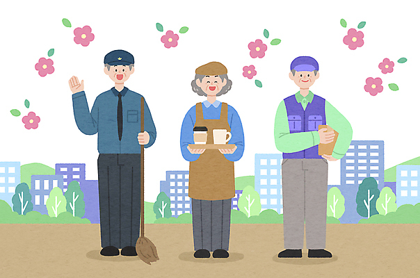 전신 PSD 여자 할아버지 노년 남자 꽃 할머니 일러스트 서기 웃음 들기 세명 실버라이프 노후 택배기사 빗자루 손인사 바리스타 실버취업 경비원 재취업 노인만 국내일러스트 식물 직업 라이프스타일 모션 표정 사람 성인 구직 인사 배달원 청소도구 성인만 파일형식