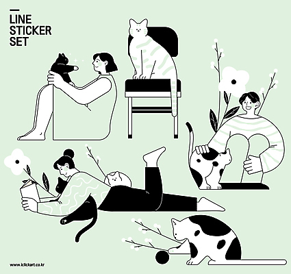 전신 여자 남자 꽃 엎드리기 스티커 의자 여러마리 라인일러스트 일러스트 함께함 앉기 성인 세명 반려동물 독서 마주보기 고양이 민트색 성인만 쓰다듬기 반려묘 냥집사 국내일러스트 AI파일 식물 동물 컬러 가구 다수 컨셉 포유류 모션 사람 합성어 파일형식 벡터
