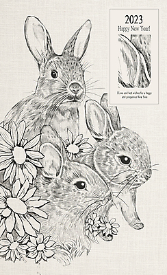 PSD 꽃 라인일러스트 일러스트 새해 세마리 사람없음 라벨 토끼띠 토끼 스케치 귀 해피뉴이어 2023년 계묘년 국내일러스트 식물 포유류 프레임 3 미술 신체부위 반려동물 새해인사 십이지신 연도 파일형식