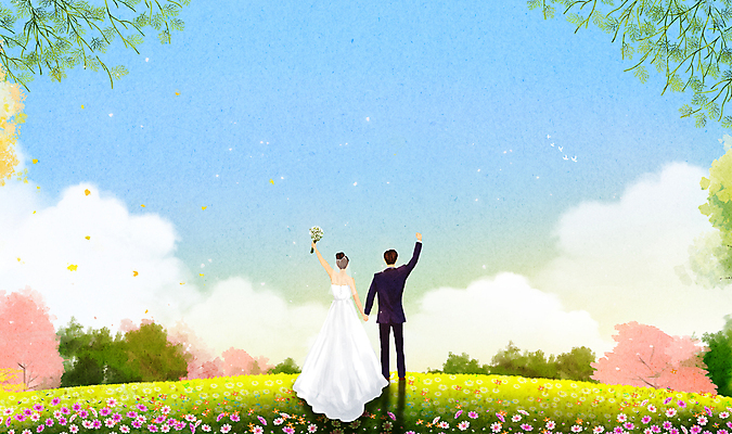 전신 PSD 구름 여자 남자 꽃 부케 웨딩드레스 결혼 일러스트 신혼부부 하늘 결혼식 함께함 사랑 서기 들기 정장 턱시도 초원 성인 두명 손들기 손잡기 파이팅 희망 신랑신부 성인만 국내일러스트 자연요소 식물 부부 드레스 옷 감정 신부_웨딩 꽃다발 신랑 컨셉 모션 사람 이벤트 신혼 파일형식