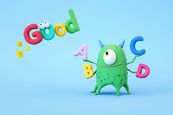 PSD 편집 편집이미지 캐릭터 디자인 알파벳 응시 교육 별 3D캐릭터 영어교육 들기 사람없음 파란색 3D소스 3D B 디지털합성 A 굿 C D GOOD 몬스터 에듀 에듀케이션 편집소스 편집3D 자연요소 영어 시선 컬러 모션 파일형식