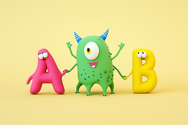 PSD 편집 편집이미지 캐릭터 디자인 알파벳 영어 응시 3D캐릭터 영어교육 사람없음 노란색 3D소스 3D 손잡기 만세 B 디지털합성 A 몬스터 에듀 에듀케이션 편집소스 편집3D 문자 시선 교육 컬러 모션 파일형식