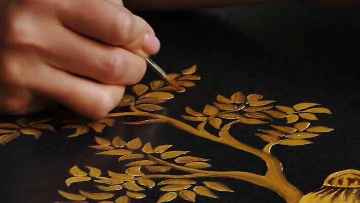 나무 직업 손 디자인 여자 꽃 컬러 백그라운드 잎 패턴 창조 미술 사람 사람없음 장식 노란색 페인트 덮개 붓 업무 그리기 황금 발사 디자이너 그림 예술가 캔버스 페인트붓 화가 니스 진짜 아크릴 MP4 해외동영상 클립영상 식물 무늬 모션 재질 문화예술 신체부위 뚜껑 작업 동영상 파일형식