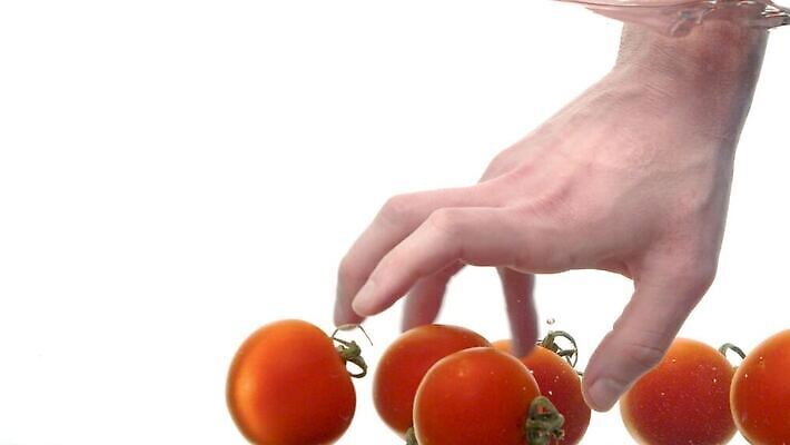 손 음식 컬러 포즈 백그라운드 컨셉 토마토 채소 표면 실내 건강 빨간색 물 빛 흰색 물방울 신선 원형 액체 닫기 떨어짐 먹기 비타민 정물화 채식주의자 비건 유체 MP4 해외동영상 슬로모션 클립영상 자연요소 도형 모션 촬영기법 내부 신체부위 그림 채식 동영상 영양소 파일형식