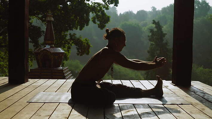 여자 포즈 요가 건강 한명 사람 운동 스트레칭 숲 단상 아사나자세 4K MOV 해외동영상 클립영상 1 웰빙 요가자세 동영상 파일형식