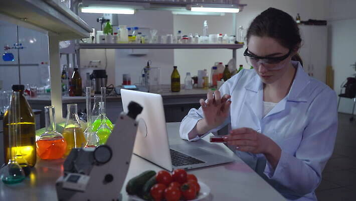 백인 직업 1 여자 산업 음식 과학 토마토 채소 건강 병원 실험 한명 안전 성인 장비 의사 실험실 바이러스 연구원 분석 생물학 미생물 박테리아 바이오 제어 화학물질 4K MOV 해외동영상 클립영상 서양인 교육 컨셉 의학 생물 사람 의료진 화학 동영상 파일형식