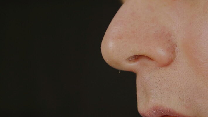 남자 얼굴 해부 한명 옆모습 뷰티 추위 흰색 닫기 호흡 피부 묘사 코 향기 냄새 노즐 MOV 해외동영상 클립영상 1 뷰포인트 컬러 의학 모션 사람 신체부위 동영상 파일형식