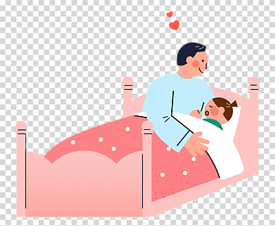 편집 편집이미지 여자 남자 딸 어린이 함께함 누끼 소녀 상반신 성인 두명 눕기 다정 침대 잠 아빠 PNG 부녀 편집소스 육아대디 싱글대디 가구 컨셉 가족 모션 사람 파일형식