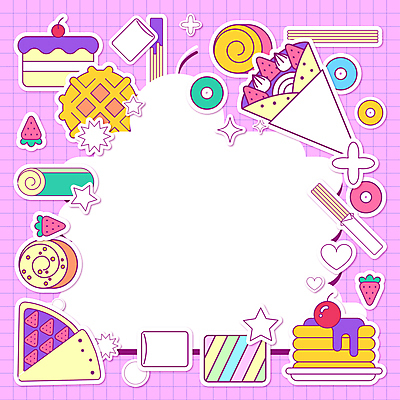 분홍색 스티커 일러스트 딸기 프레임 사람없음 케이크 격자 와플 팬케이크 롤케이크 모눈종이 마시멜로우 모눈 츄러스 크레페 프레임일러스트 카피스페이스 아기자기 키치 국내일러스트 AI파일 종이 컬러 컨셉 무늬 과일 디저트 공백 파일형식 벡터