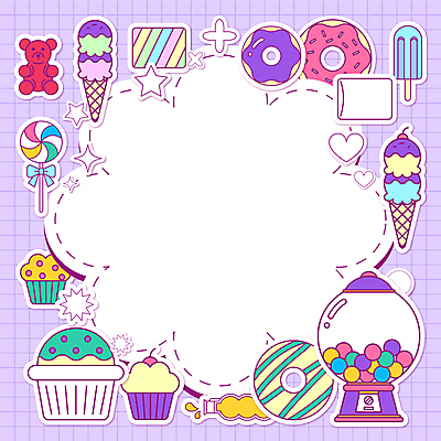 스티커 일러스트 프레임 막대사탕 사람없음 도넛 컵케이크 격자 머핀 젤리 콘아이스크림 모눈종이 마시멜로우 곰모양 막대아이스크림 모눈 프레임일러스트 카피스페이스 아기자기 키치 검볼머신 국내일러스트 AI파일 모양 종이 빵 컨셉 무늬 곰 아이스크림 디저트 사탕 케이크 공백 뽑기 파일형식 벡터