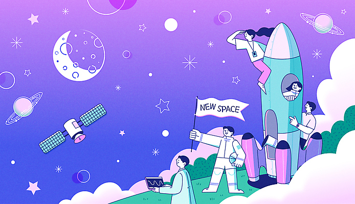 전신 구름 응시 여자 남자 행복 별 일러스트 밤하늘 매달리기 들기 여러명 성인 손들기 우주 보라색 희망 행성 인공위성 로켓 도전 우주비행사 달 가리킴 깃발 연구원 우주선 과학자 우주산업 우주여행 개발 성인만 국내일러스트 AI파일 자연요소 직업 시선 감정 산업 컬러 과학 여행 다수 통신 모션 하늘 사람 손짓 야간 학자 파일형식 벡터